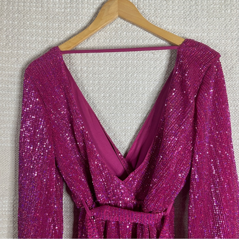 Hello Molly Hot Pink Sequin Static Memory Mini Dr… - image 7